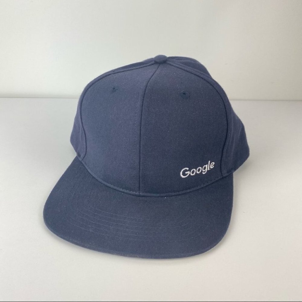 Google Logo Flat Brim Navy SnapBack Hat‎